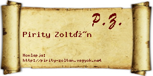 Pirity Zoltán névjegykártya